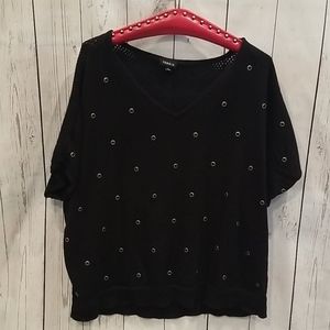 Torrid 3 Black Riveted Mesh Backed Sleeved Tee!